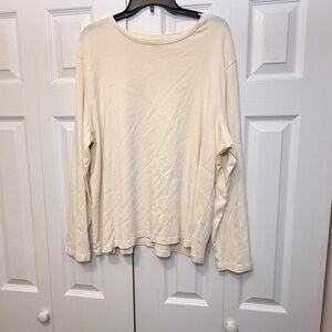 Talbots 100% Pima Cotton Long Sleeve Cream Top 3X Soft Classic Tee